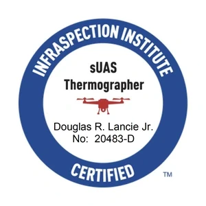 Infraspection Institute Certified sUAS Thermographer seal, No. 20483-D